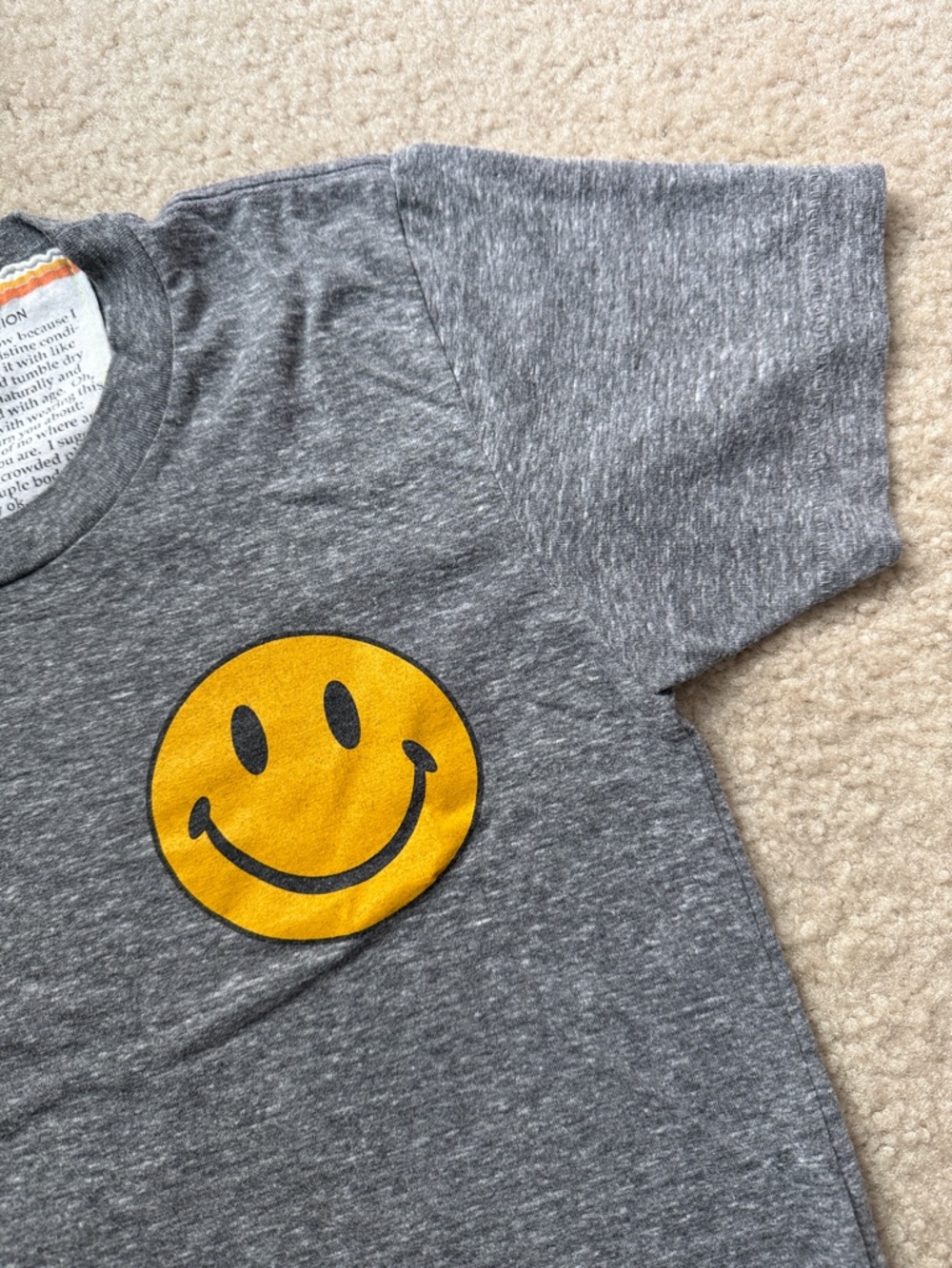 Aviator Nation Kids Gray Tee with Yellow Smiley Pocket Graphic - Picture 2 of 4